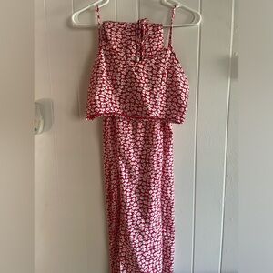 Two piece red and white outfit